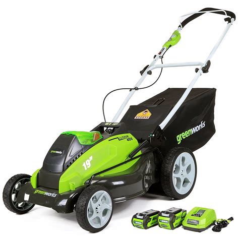 Best battery power lawn mower - Greenworks Tools GD40LM46SP – Best Cordless Lawn Mower for Large Gardens. The Greenworks Tools GD40LM46SP is a battery powered self-propelled cordless lawn mower that is supplied with two high power 2Ah 40v Samsung lithium-ion batteries and is suitable for lawns up to 750m² in size.